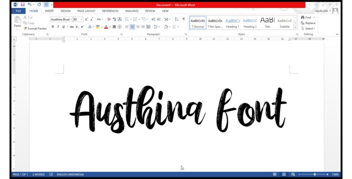 Nama Font Aesthetic Di Word