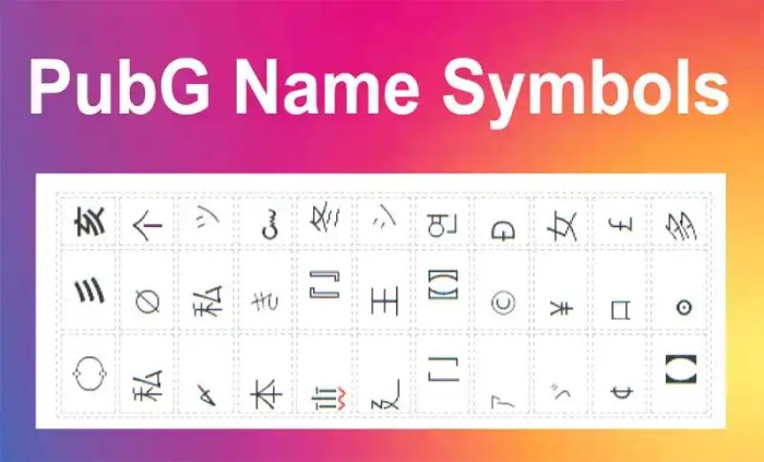 Symbols pubg nickname nicknames generators sources