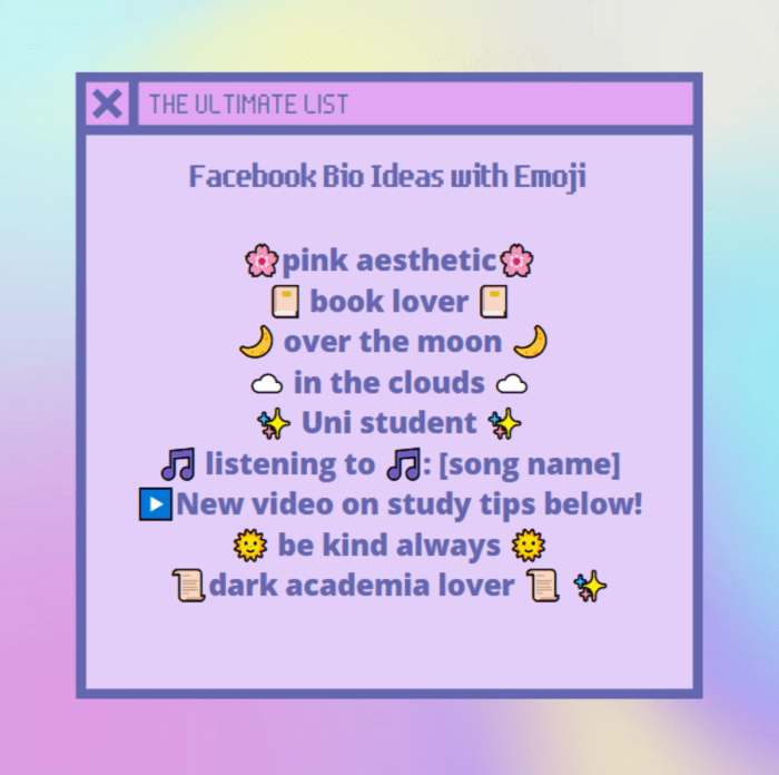 Kata Kata Bio Fb Aesthetic