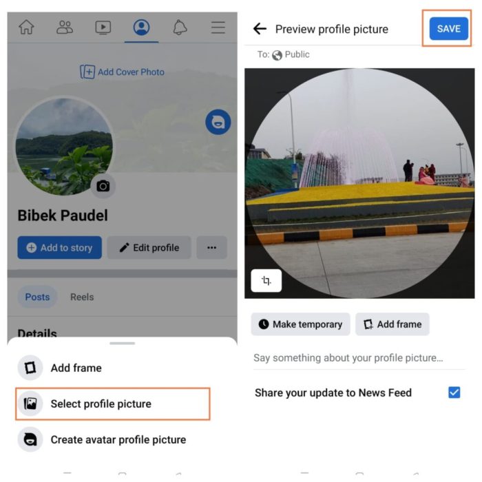 Profile change picture messenger