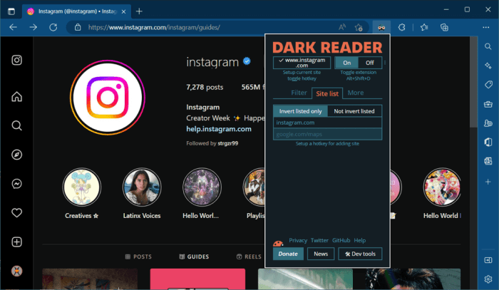 Cara Mengubah Tema Instagram Menjadi Gelap