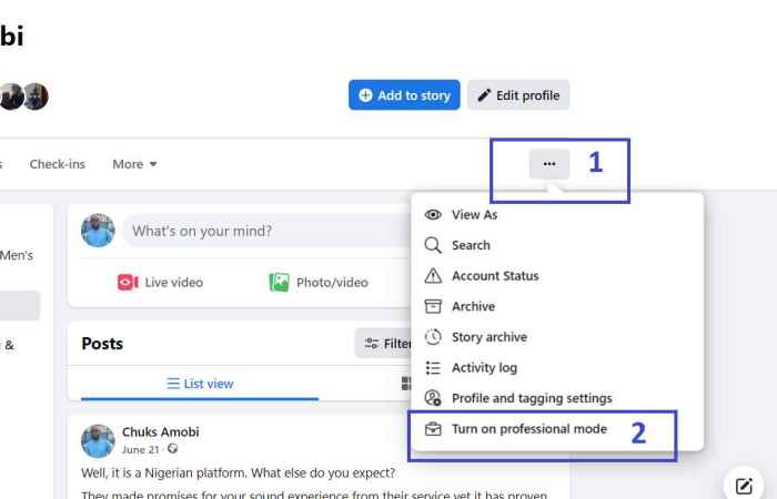 Cara Mengaktifkan Mode Profesional Di Facebook Lite